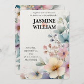 🎨 Waterverf Bloemen bruiloft uitnodiging 💐💍 (Voorkant / Achterkant)