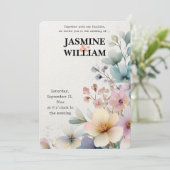 🎨 Waterverf Bloemen bruiloft uitnodiging 💐💍 (Staand voorkant)