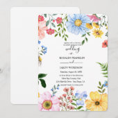 waterverf bloemen bruiloft uitnodiging (Voorkant / Achterkant)