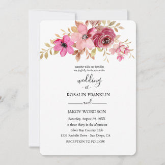waterverf bloemen bruiloft uitnodiging