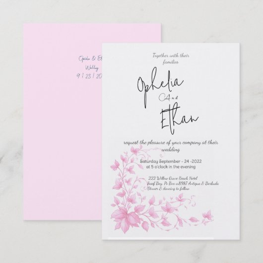  Waterverf Bloemen bruiloft uitnodiging (Voorkant / Achterkant)
