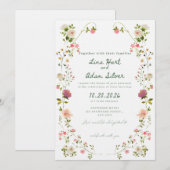 Waterverf Bloemen Bruiloft Uitnodiging Template (Voorkant / Achterkant)