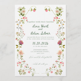 Waterverf Bloemen Bruiloft Uitnodiging Template