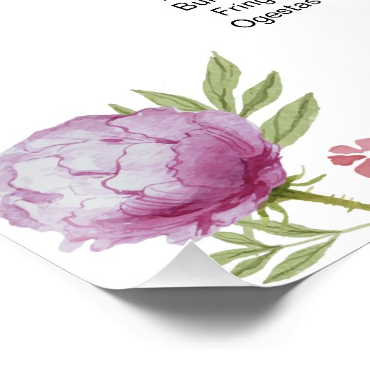 Waterverf Bloemen Bruiloft Zitkaarten Poster (Hoek)