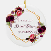 Waterverf bloemen bruiloftsfeest bruin goud keramisch ornament (Achterkant)