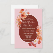 waterverf Bloemen Bruin Roze Stijlvolle bruiloft Kaart (Voorkant / Achterkant)