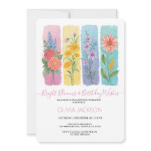 Waterverf Bloemen Brushstroke Verjaardagsuitnodigi