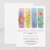 Waterverf Bloemen Brushstroke Verjaardagsuitnodigi Feestdagenkaart (Voorkant / Achterkant)