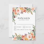 Waterverf Bloemen Buffet Blush Bourgogne Bruiloft RSVP Kaartje (Voorkant)