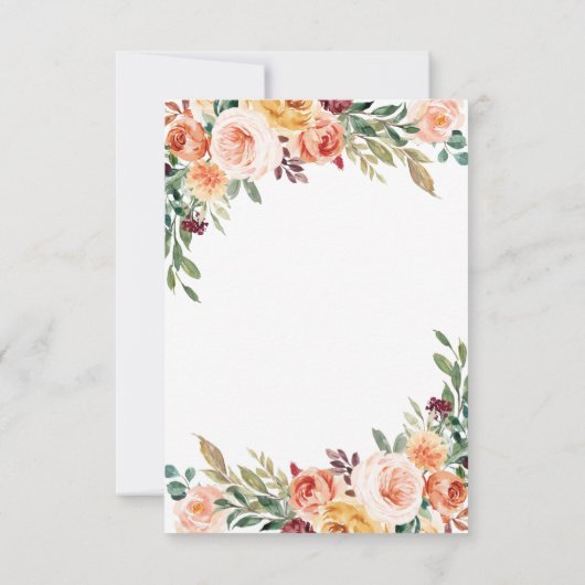 Waterverf Bloemen Buffet Blush Bourgogne Bruiloft RSVP Kaartje (Achterkant)