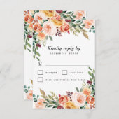 Waterverf Bloemen Buffet Blush Bourgogne Bruiloft RSVP Kaartje (Voorkant / Achterkant)