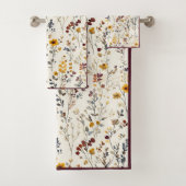 Waterverf Bloemen Burgundy Geel Blauw Groen Bad Handdoek (Insitu)