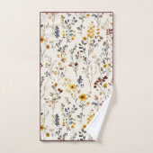 Waterverf Bloemen Burgundy Geel Blauw Groen Bad Handdoek (Handdoek)