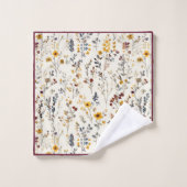 Waterverf Bloemen Burgundy Geel Blauw Groen Bad Handdoek (Wasdoekje)