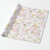 Waterverf Bloemen Cadeaupapier (Uitgerold)