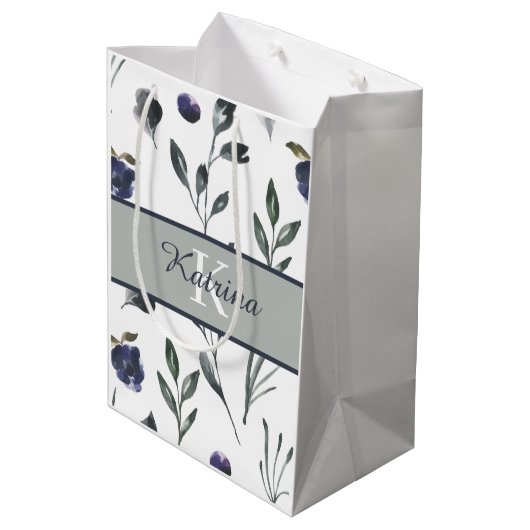 Waterverf bloemen cadeautas met monogram (Achterkant Gekanteld)