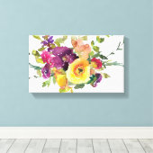 Waterverf bloemen canvas afdruk (Insitu (Houten vloer))