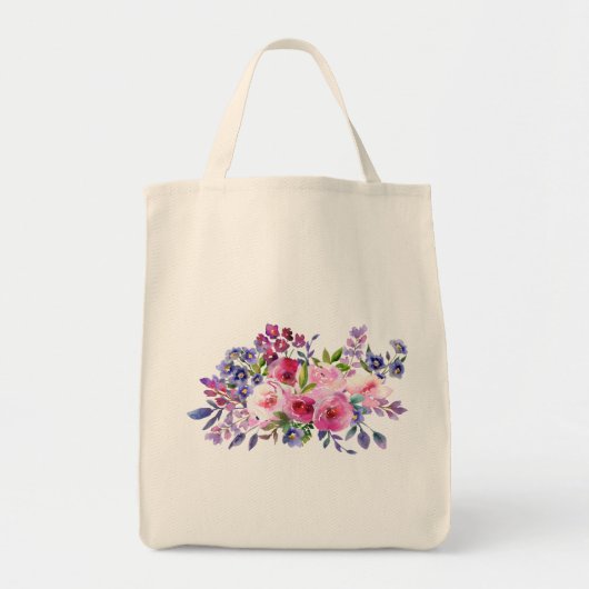 Waterverf bloemen Canvas tas (Voorkant)
