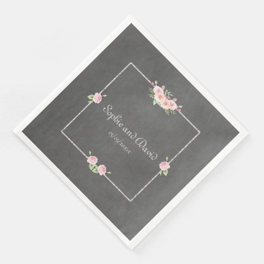 Waterverf bloemen Chalk Wedding Servetten (Hoek)