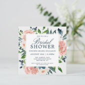 Waterverf Bloemen Charm Bruids Douche Invitation Kaart (Staand voorkant)