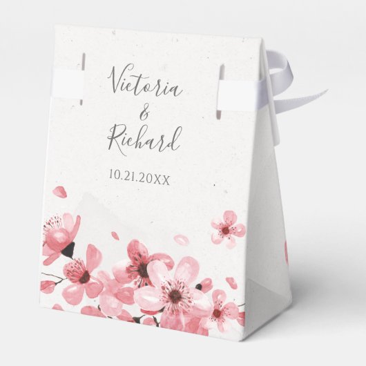 Waterverf Bloemen Cherry Blossom Bruiloft Bedankdoosjes (Achterkant)