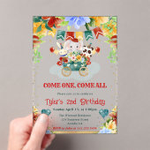 Waterverf Bloemen Circus Dieren Kinderen Verjaarda Acryl Uitnodigingen (Insitu (Draagbaar))