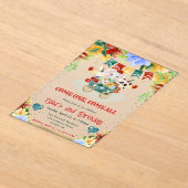 Waterverf Bloemen Circus Dieren Kinderen Verjaarda Acryl Uitnodigingen (Laagn)