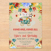 Waterverf Bloemen Circus Dieren Kinderen Verjaarda Acryl Uitnodigingen (Voorkant)