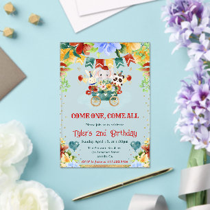 Waterverf Bloemen Circus Dieren Kinderverjaardag Acryl Uitnodigingen