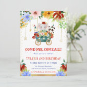 Waterverf Bloemen Circus Dieren Verjaardagsfeest Kaart (Staand voorkant)