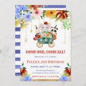 Waterverf Bloemen Circus Dieren Verjaardagsfeest Kaart (Voorkant / Achterkant)