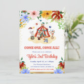 Waterverf Bloemen Circus Dieren Verjaardagsfeest Kaart (Staand voorkant)