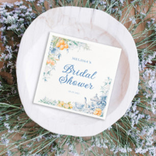 Waterverf Bloemen & Citroenen Theepartij Bruidsuit Servet