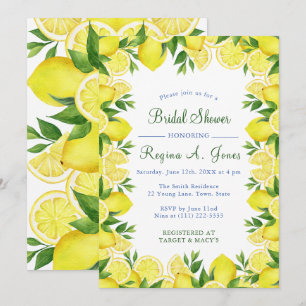 Waterverf Bloemen citroenfruit naadloze rand Kaart