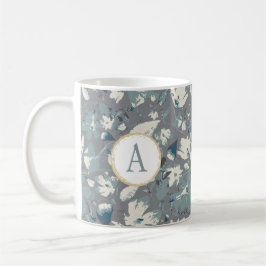 Waterverf bloemen Clematis Gray Blue Monogram Koffiemok