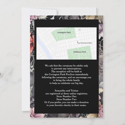 Waterverf Bloemen Coffin Shape Modern Gothic Bruil Kaart (Achterkant)