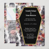 Waterverf Bloemen Coffin Shape Modern Gothic Bruil Kaart (Voorkant / Achterkant)