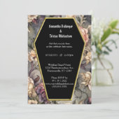 Waterverf Bloemen Coffin Shape Modern Gothic Bruil Kaart (Staand voorkant)