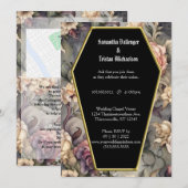 Waterverf Bloemen Coffin Shape Modern Gothic Bruil Kaart (Voorkant / Achterkant)