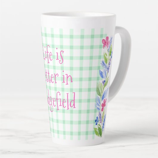 Waterverf Bloemen Controleer LEVEN is beter Uw sta Latte Mok (Rechterhoek)