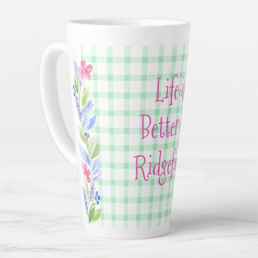 Waterverf Bloemen Controleer LEVEN is beter Uw sta Latte Mok (Linkerhoek)