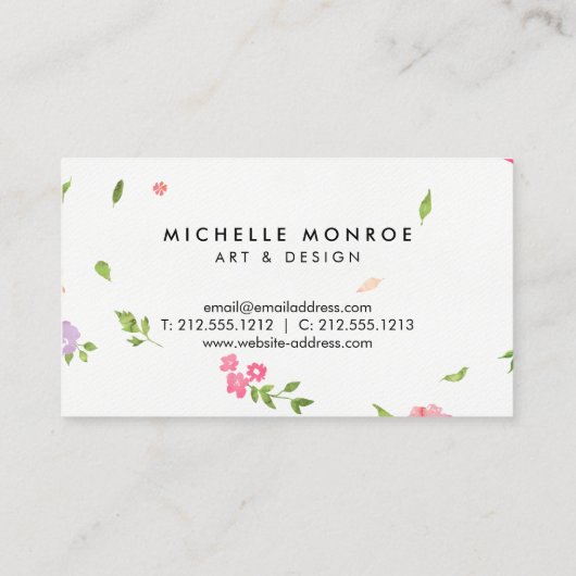 Waterverf Bloemen Craft Designer I Visitekaartje (Achterkant)