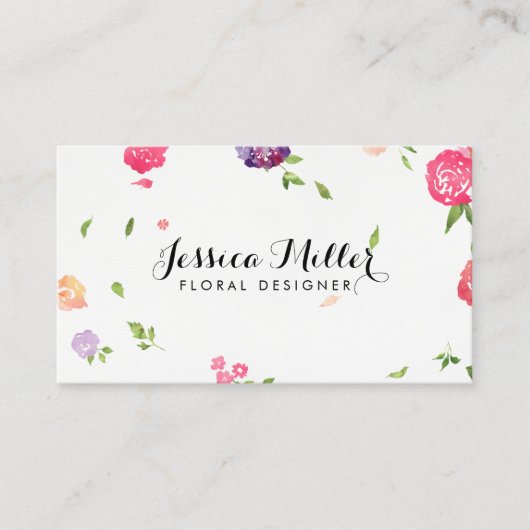  Waterverf Bloemen Craft Designer II Visitekaartje (Voorkant)