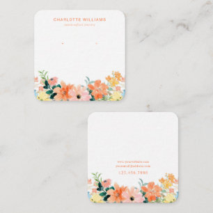 Waterverf Bloemen Custom Sieraden Houder Kaart Vierkante Visitekaartje