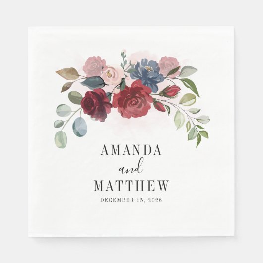 Waterverf Bloemen Custom Trouwpapier Servet (Voorkant)