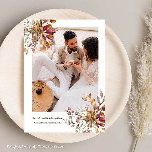 Waterverf Bloemen Dahlia Foto Terracotta Herfst Save The Date