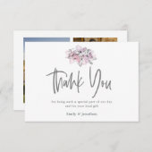 Waterverf Bloemen Dank u 3 Fotocollage Bedankkaart (Voorkant / Achterkant)