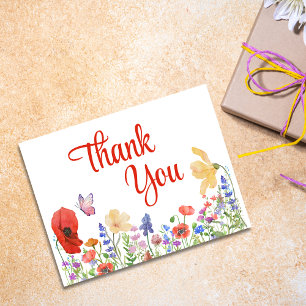 Waterverf bloemen dank u briefkaart