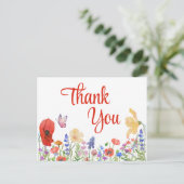 Waterverf bloemen dank u briefkaart (Staand voorkant)
