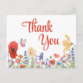 Waterverf bloemen dank u briefkaart (Voorkant)